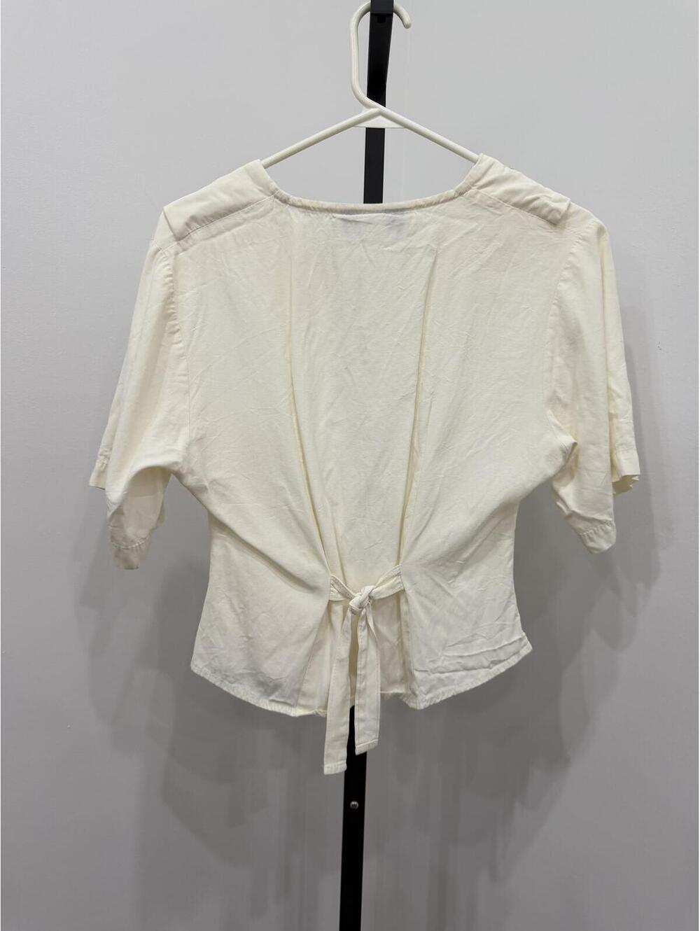Embroidered Peter Pan Collar Blouse - Cream - Picture 6 of 8